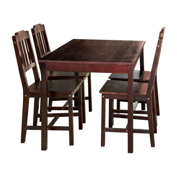 Stôl + 4 stoličky 8849 tmavohnedý lak