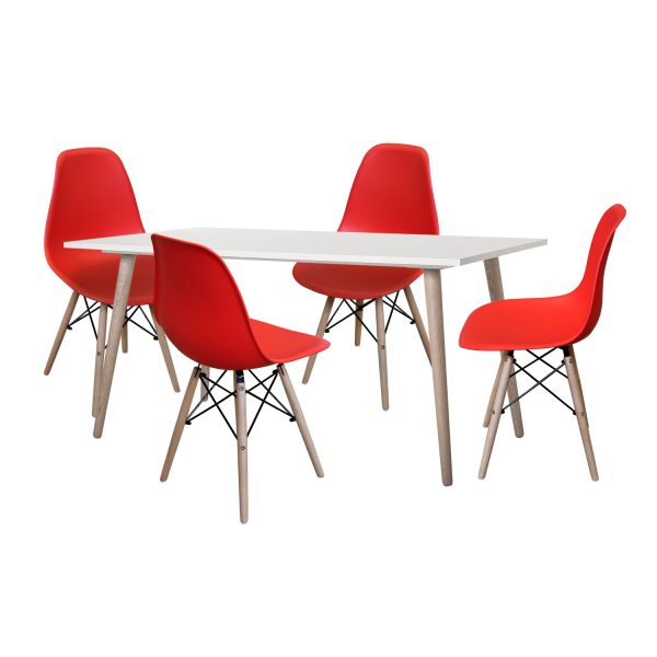 Jedálenský stôl GÖTEBORG 50 + 4 stoličky UNO červené