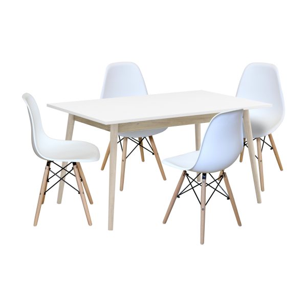 Jedálenský stôl NATURE + 4 stoličky UNO biele