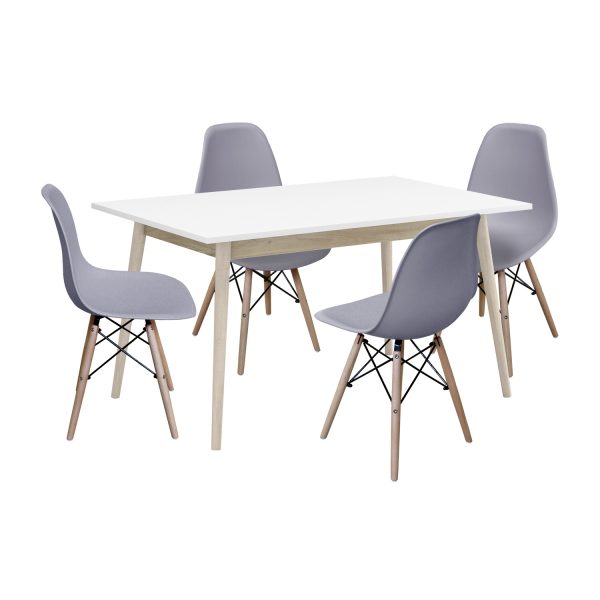 Jedálenský stôl NATURE + 4 stoličky UNO sivé