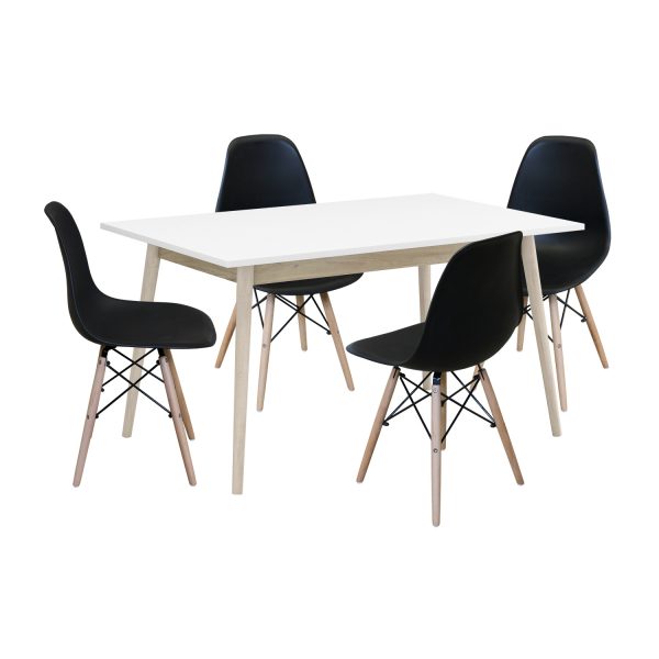 Jedálenský stôl NATURE + 4 stoličky UNO čierne