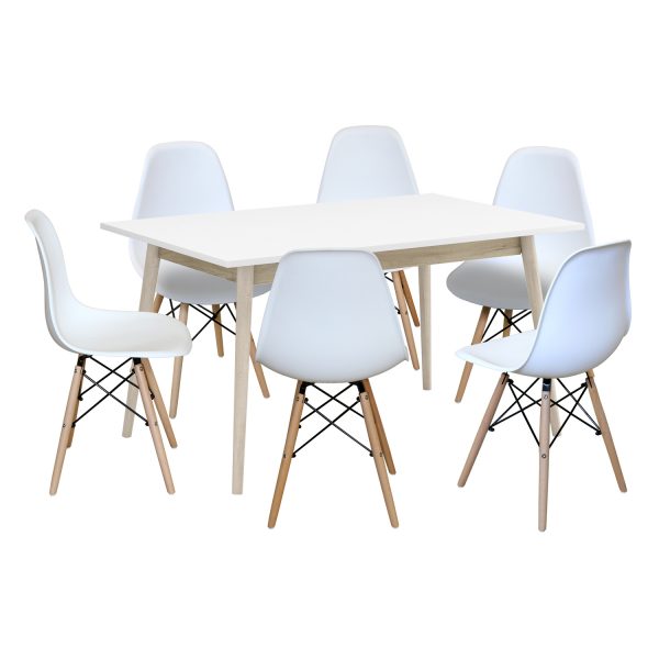 Jedálenský stôl NATURE + 6 stoličiek UNO biele