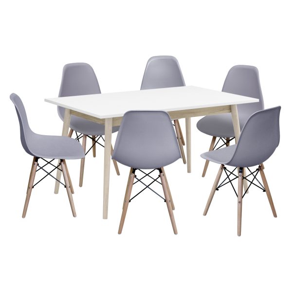Jedálenský stôl NATURE + 6 stoličiek UNO sivé