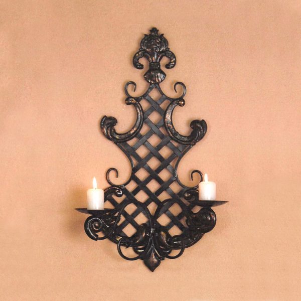 Nástenný svietnik dekorácia kov čierny antik