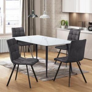 Jedálenský stôl ADRIA 140x80 + 4 stoličky BERGEN sivé mikrovlákno