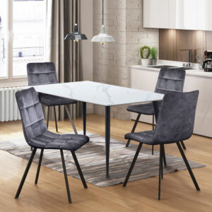 Jedálenský stôl ADRIA 140x80 + 4 stoličky BERGEN sivý zamat